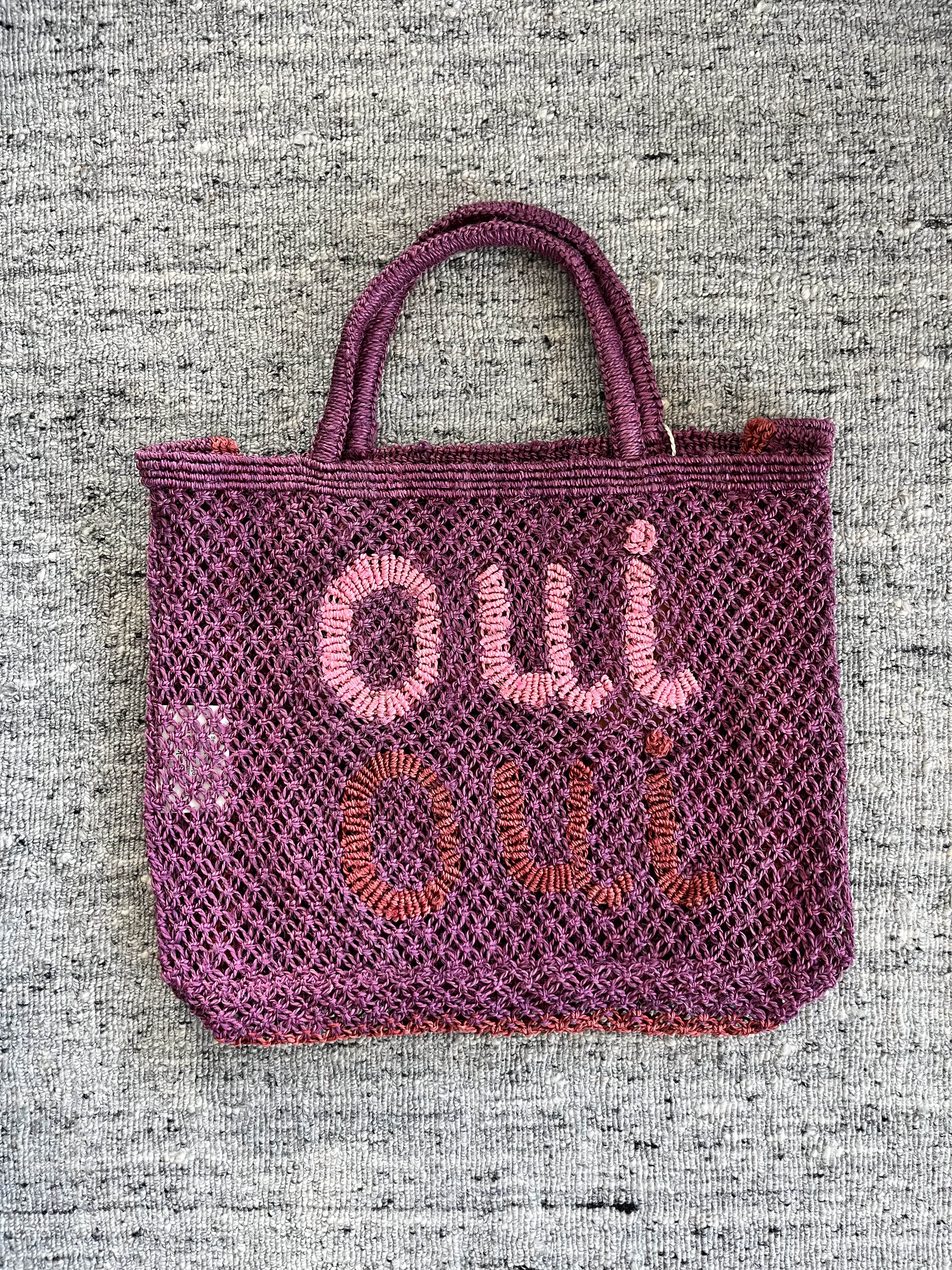 The Jacksons Natural And Scarlet Amour Jute Bag in Pink