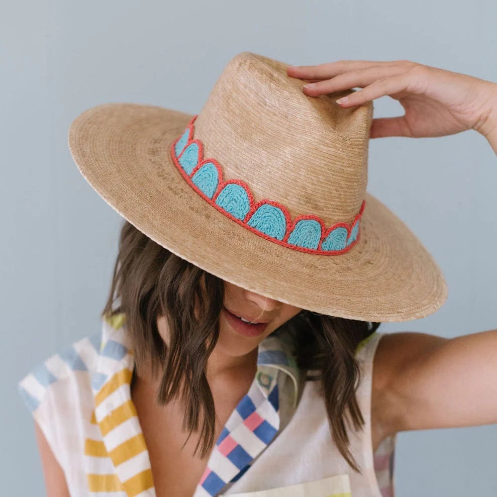 GLORIA TURQUOISE PALM HAT