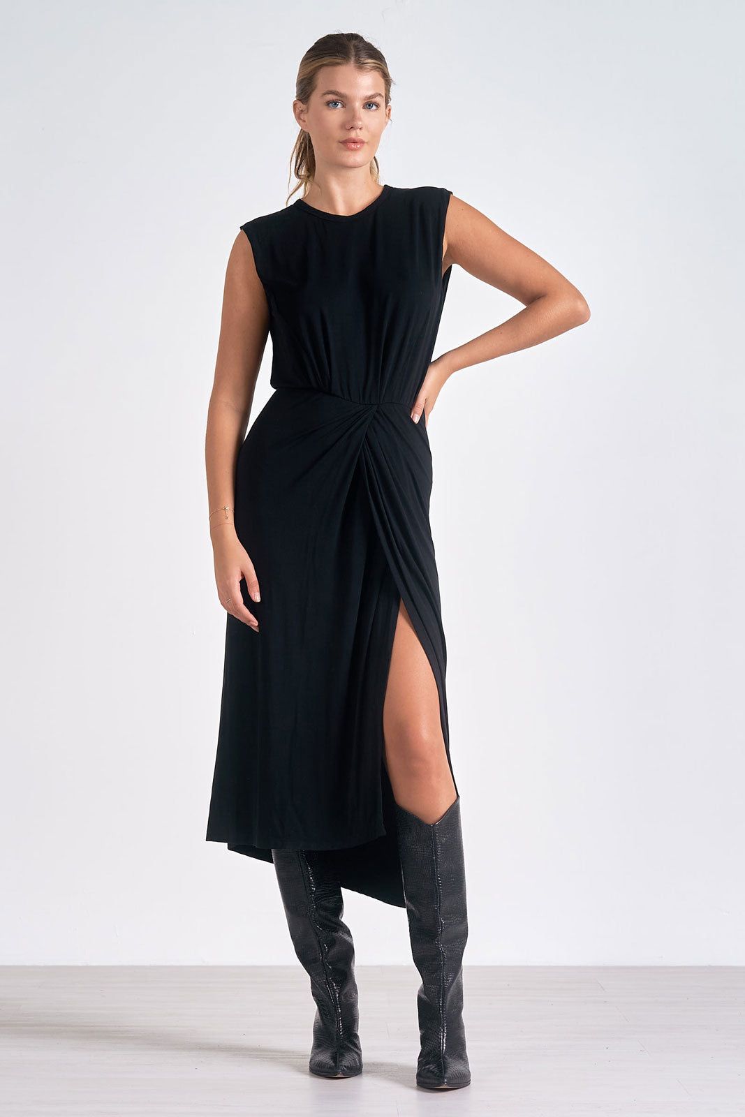 FRONT SLIT MIDI DRESS