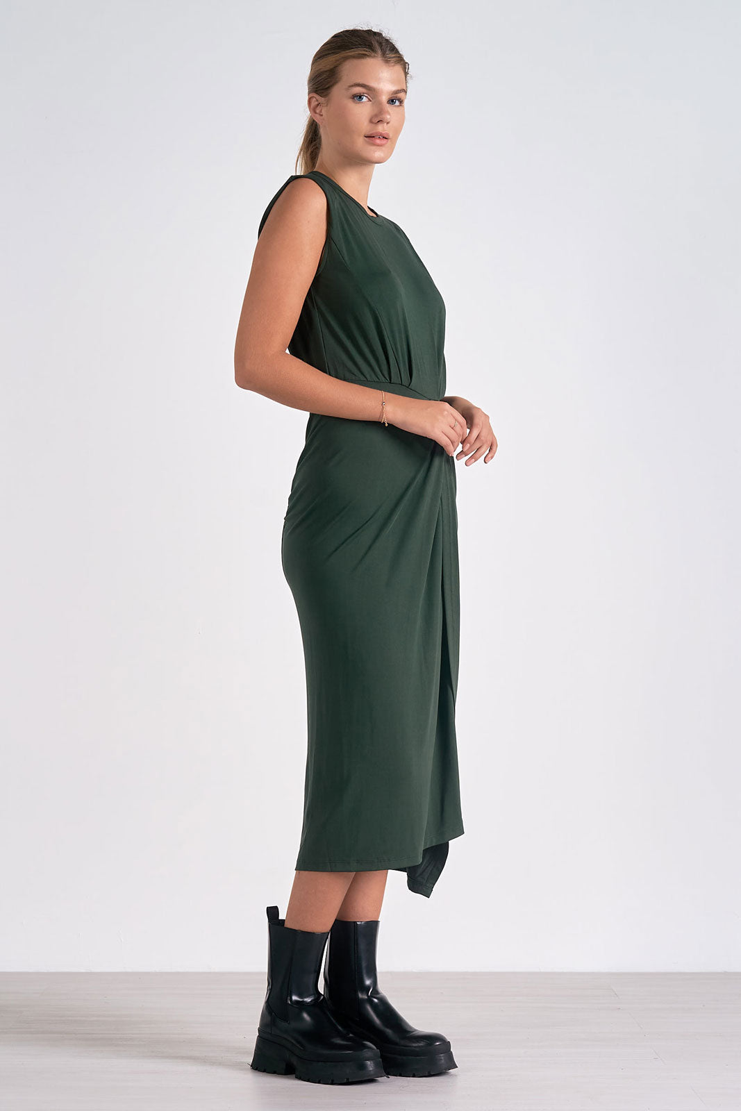 FRONT SLIT MIDI DRESS